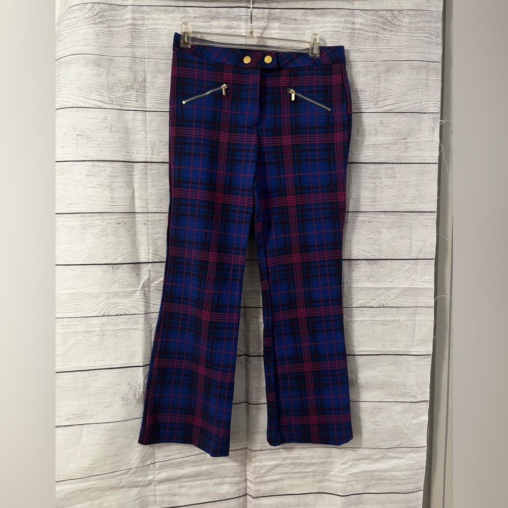 Time and Tru Blue and Purple Plaid Flared Pants